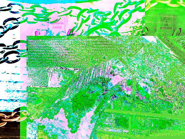 Bild-Collage aus Fotos in grellen Farben mit negativen Farbfilter-Effekten